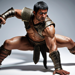 A powerful warrior enhancing their skills with honor points, transforming a basic attack into a devastating force. The scene should depict a dramatic visual representation of this transformation.