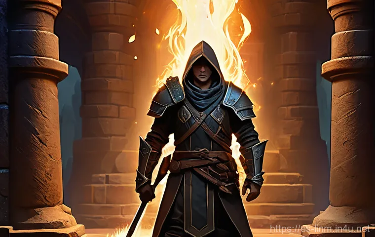 리니지M 장비 인챈트 방법 - **Prompt 1: The First Enchantment's Pulse**
    A young, determined adventurer, dressed in practical...