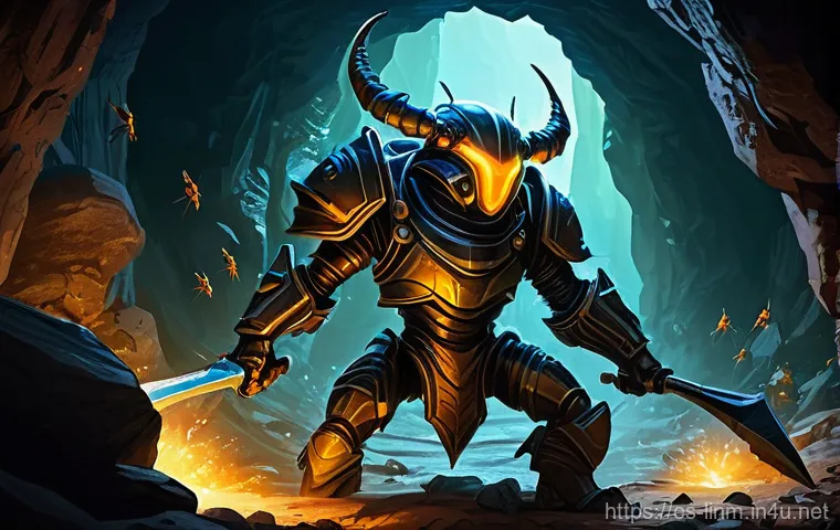 리니지M 초보자 사냥터 선택 - **"A determined young adventurer, fully clothed in practical, robust starter leather armor with a si...