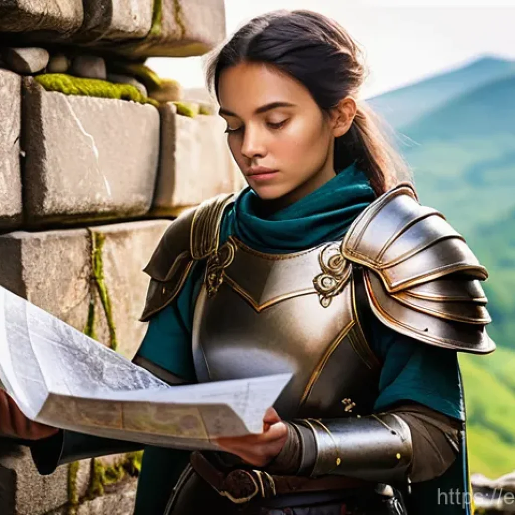 리니지M 인벤토리 최적화 - **Prompt 1:** A young, determined female adventurer, dressed in practical, layered fantasy leather a...