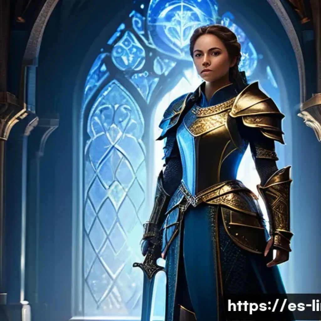 리니지M 최고의 장비 조합 - **A Valiant Royal Knight in Enchanted Heavy Armor**
    "A heroic Royal Knight, female, standing in ...