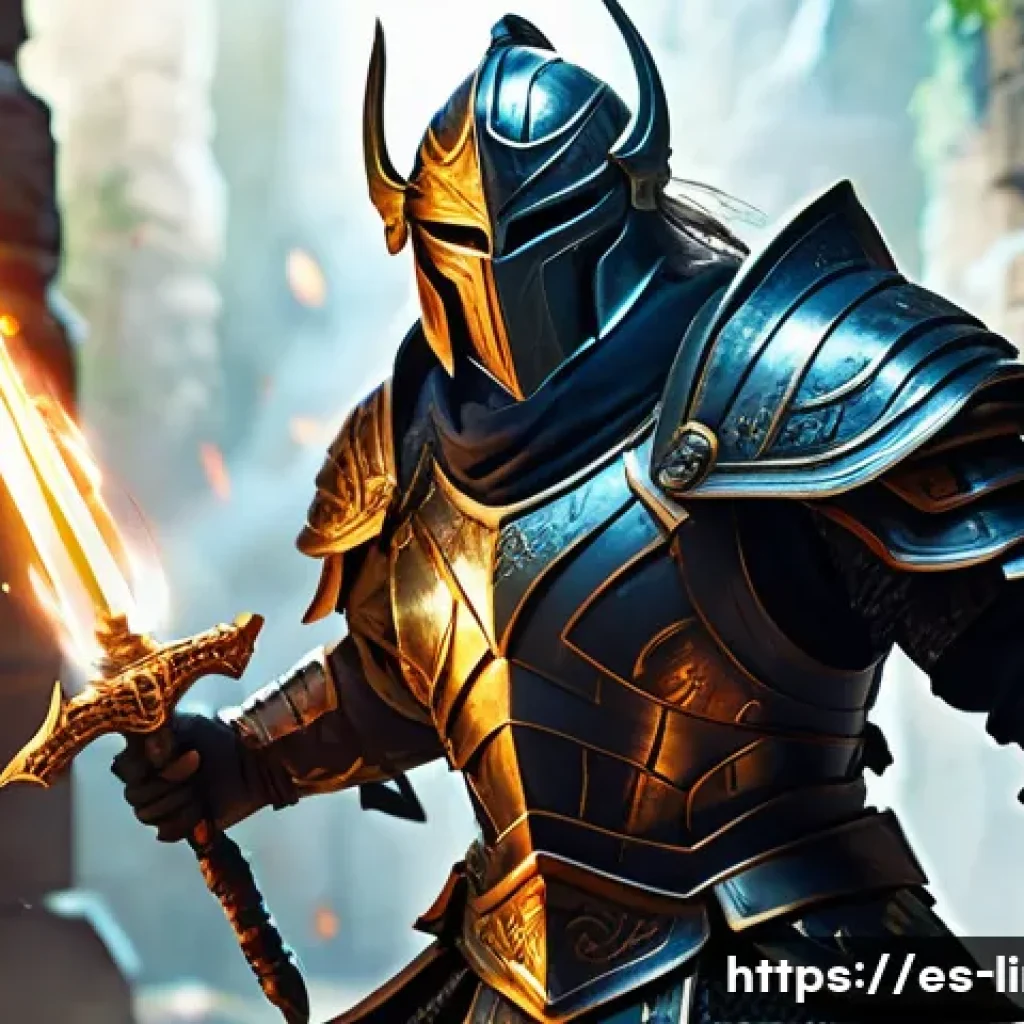 리니지M 스킬북 조합 가이드 - A dynamic fantasy battle scene featuring a skilled warrior character in detailed, ornate armor combi...