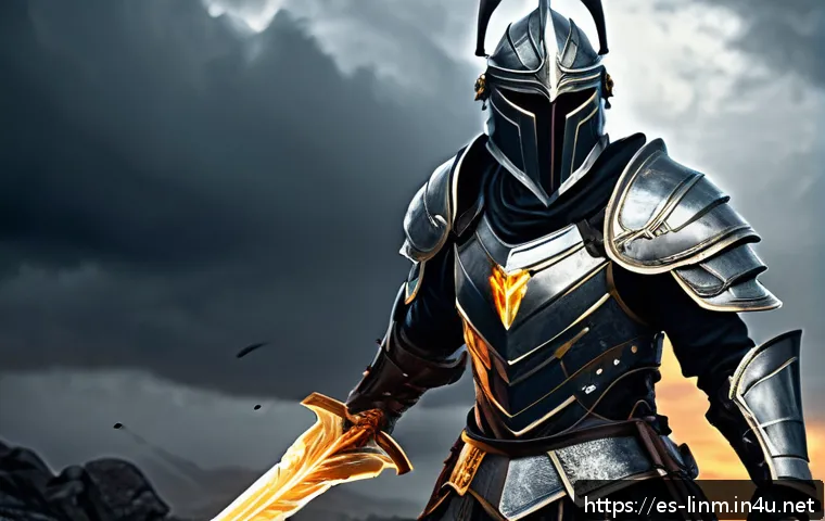 리니지M 레어 장비 세트 옵션 - A fierce PvP warrior in intricately detailed armor set combining a helmet with +10% critical chance ...